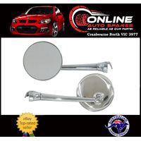 UNIVERSAL Chrome Classic 3" Round Straight Arm Peep Mirror Pair retro hot rod   car