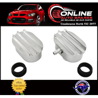 Polished Finned Aluminium Push-In Valve Cover Breather Set x2 Oval Shape 1.5"