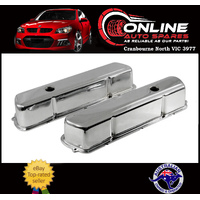 Chrome Steel Tall Valve Rocker Covers Pair fit Holden V8 253 308 HQ HJ HX HZ WB