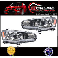 Headlight PAIR fit Mitsubishi Lancer CJ CF 9/07-12/17 head light lamp