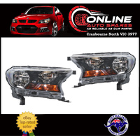 Headlight PAIR Suit Ford Ranger PX2 2015-18 NEW MANUAL Halogen head light lamp