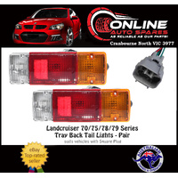 Taillight PAIR fit Toyota Landcruiser Tray Back 70 75 78 79 Series Square Plug