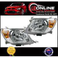 Headlights PAIR LH+RH For Toyota Hilux 05-08 SR SR5 Workmate GGN KUN TGN Amber